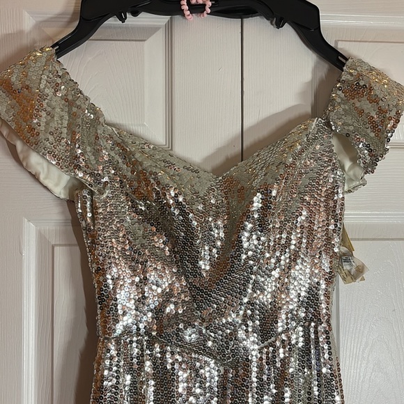 Alyce Designs couture evening sequined evening gown vintage 1980 silver - Picture 4 of 11